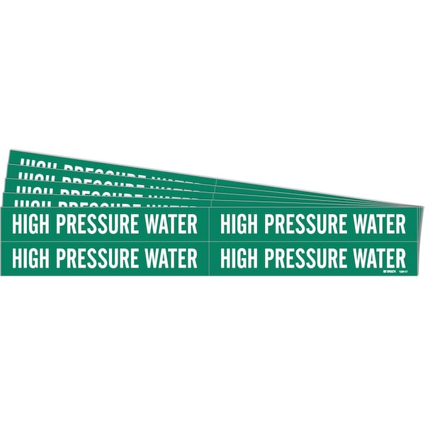 HIGH PRESSURE WATER Pipe Marker Style 4 Polyester WT on GN 4 per Card, 5 PK